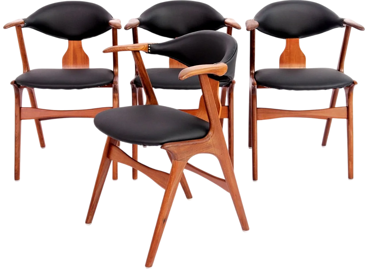 4 Dining Chairs attributed to Louis Van Teeffelen for Wébé, 1960s 14