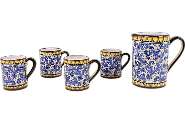 5 Caltagirone ceramic mugs, 1980s