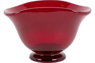 Red glass bowl by Monica Bratt for Reijmyre Glasbruk, 1950s