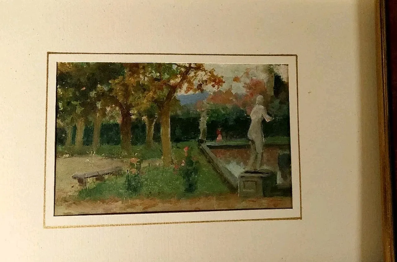 Garden of Villa Toscana, oil on panel, early 20th century 1