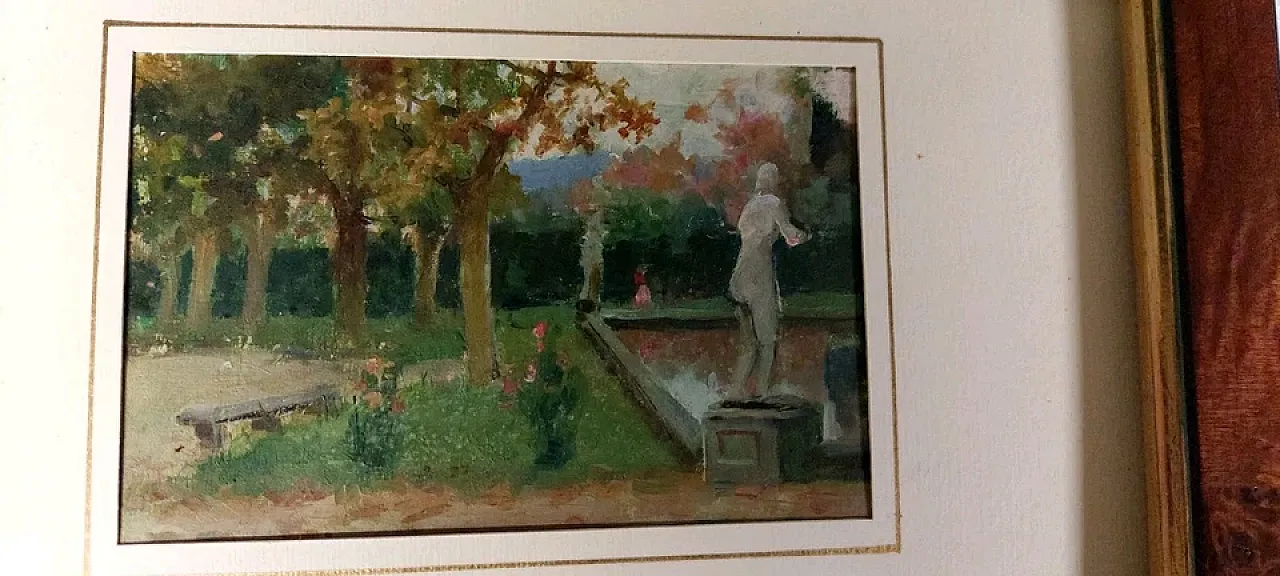 Garden of Villa Toscana, oil on panel, early 20th century 3