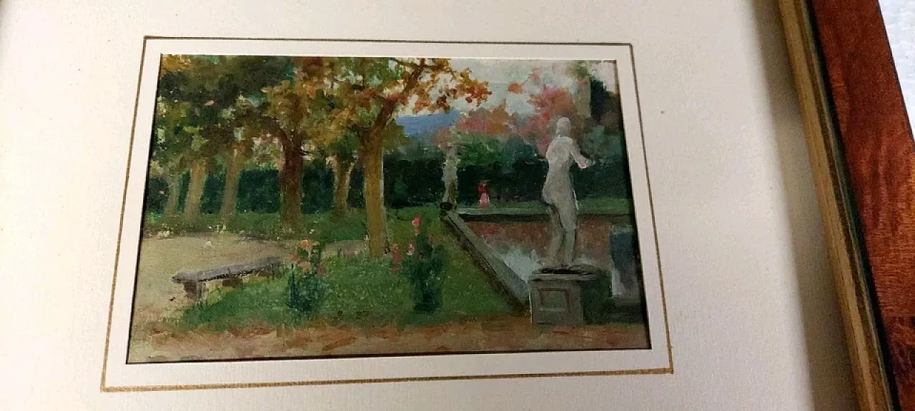 Garden of Villa Toscana, oil on panel, early 20th century 7