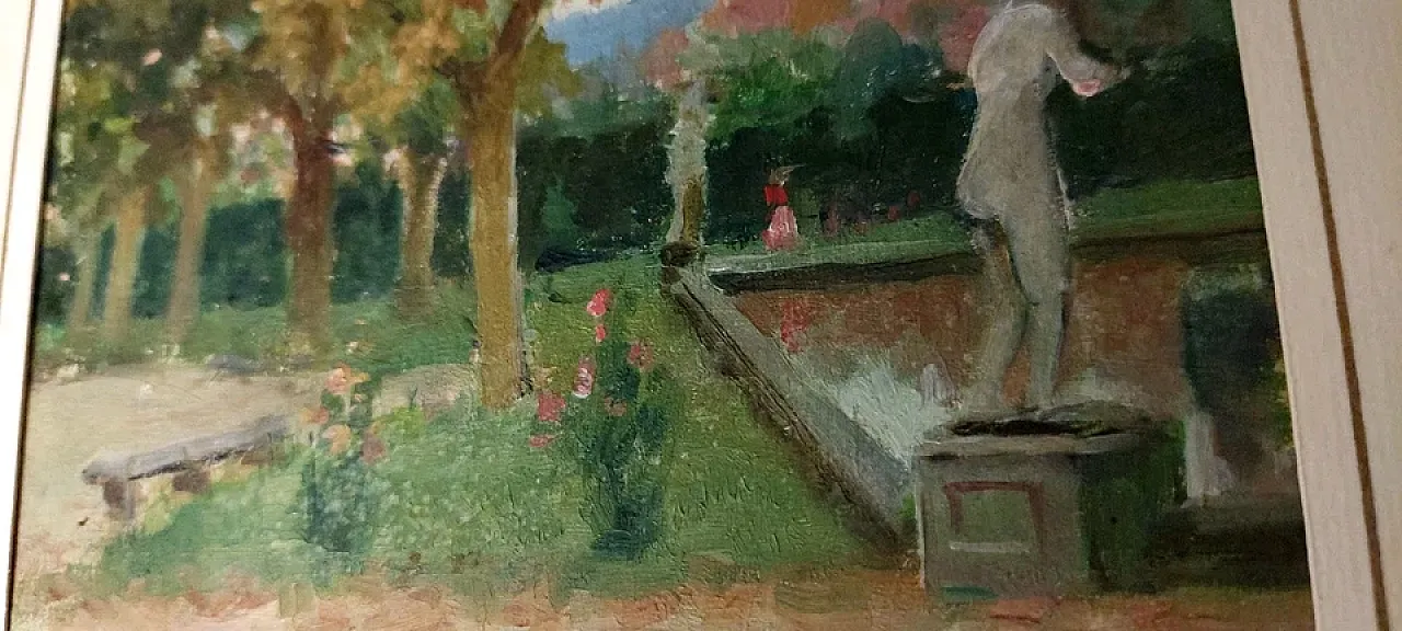 Garden of Villa Toscana, oil on panel, early 20th century 9