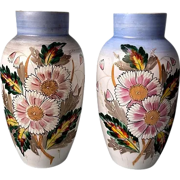 Pair of hand-painted opaline glass vases, 19th century