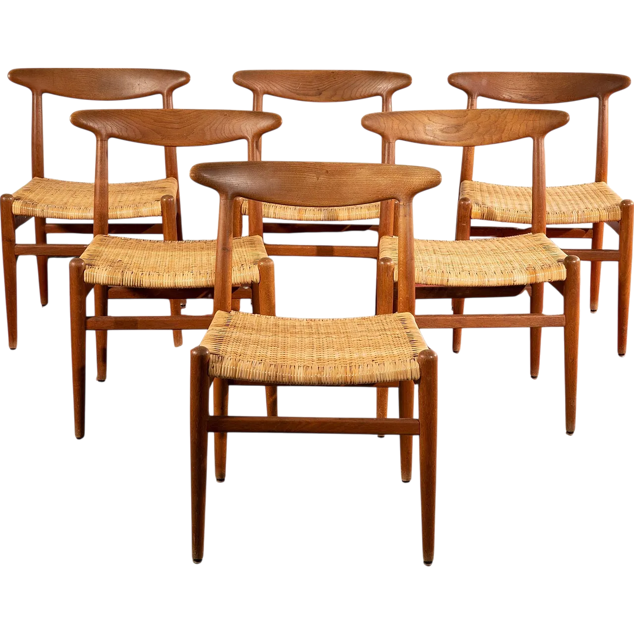 6 Cane chairs by Hans J Wegner, 1960s 9