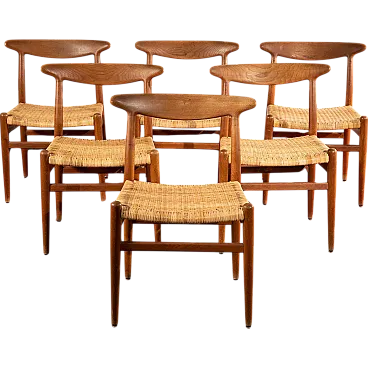 6 Cane chairs by Hans J Wegner, 1960s