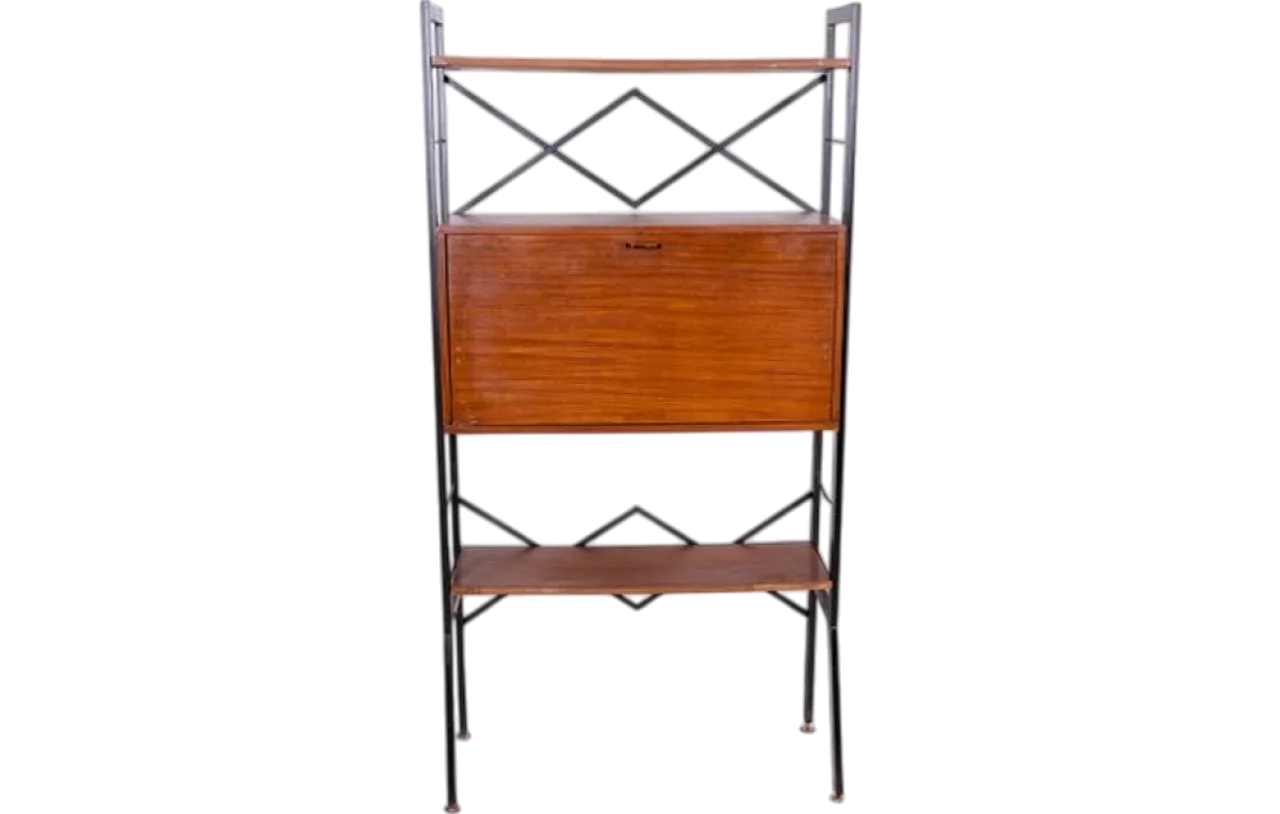 Teak and iron bookcase, 1960s 6