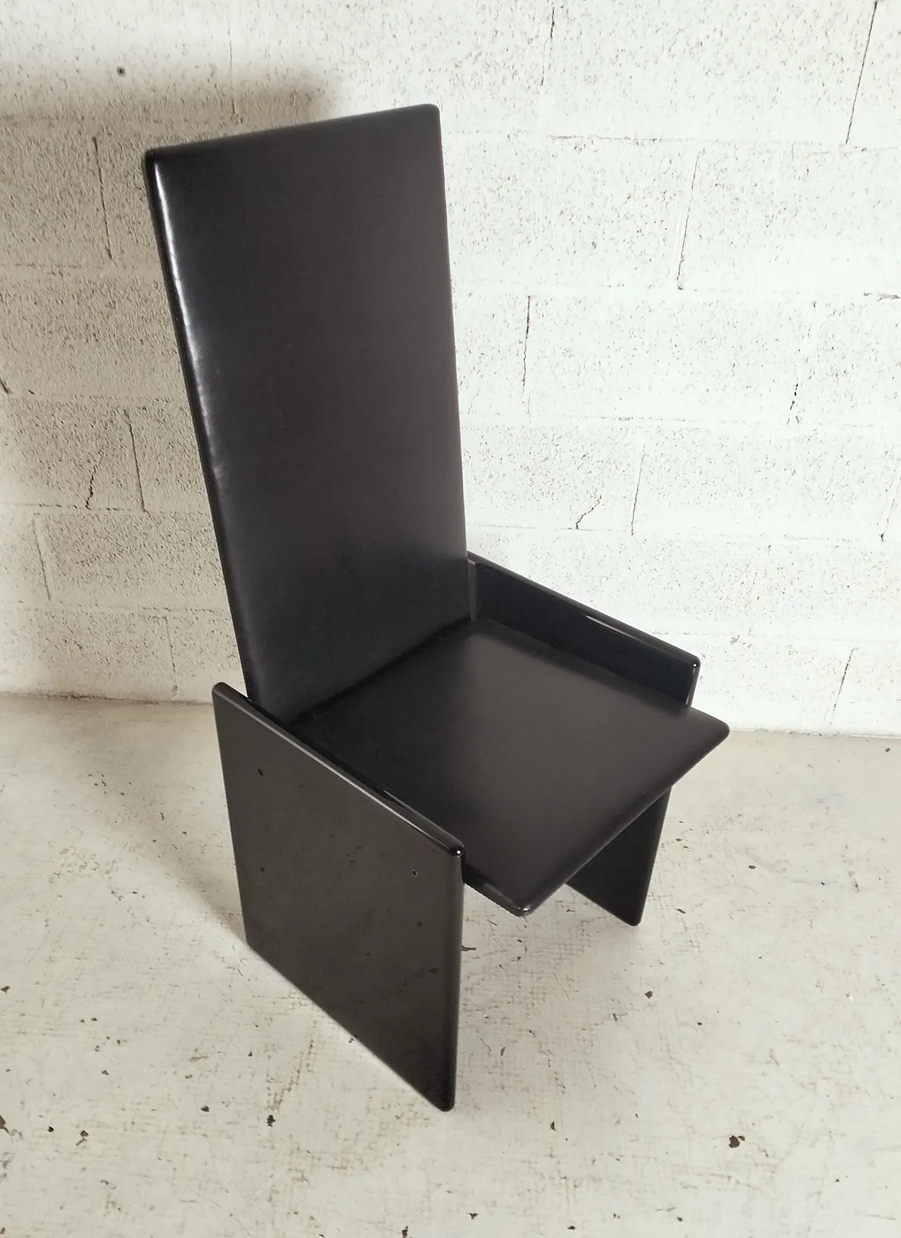 Black Laquered and Leather Chair "Kazuki" by K. Takahama for S.Gavina 3