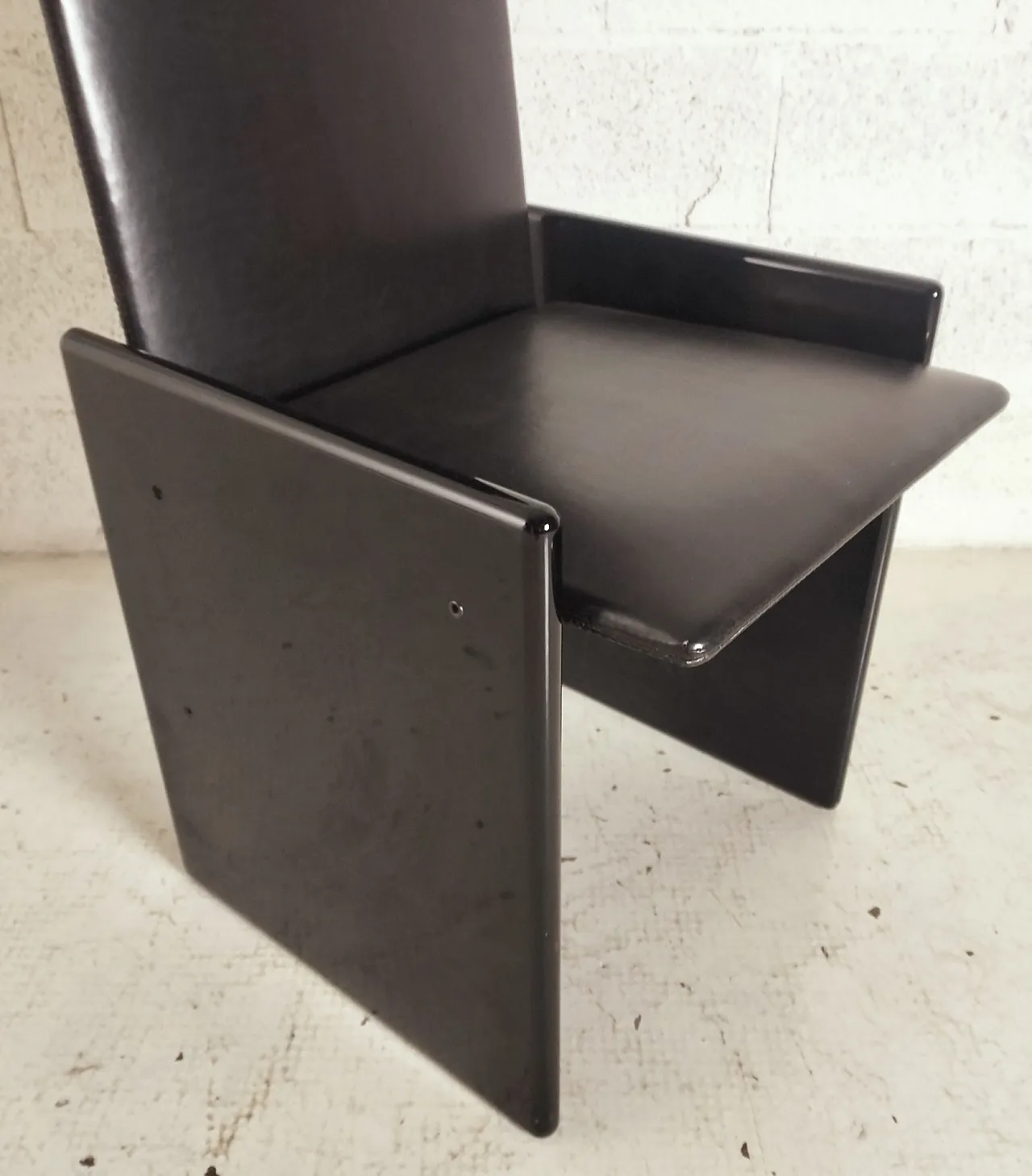 Black Laquered and Leather Chair "Kazuki" by K. Takahama for S.Gavina 4