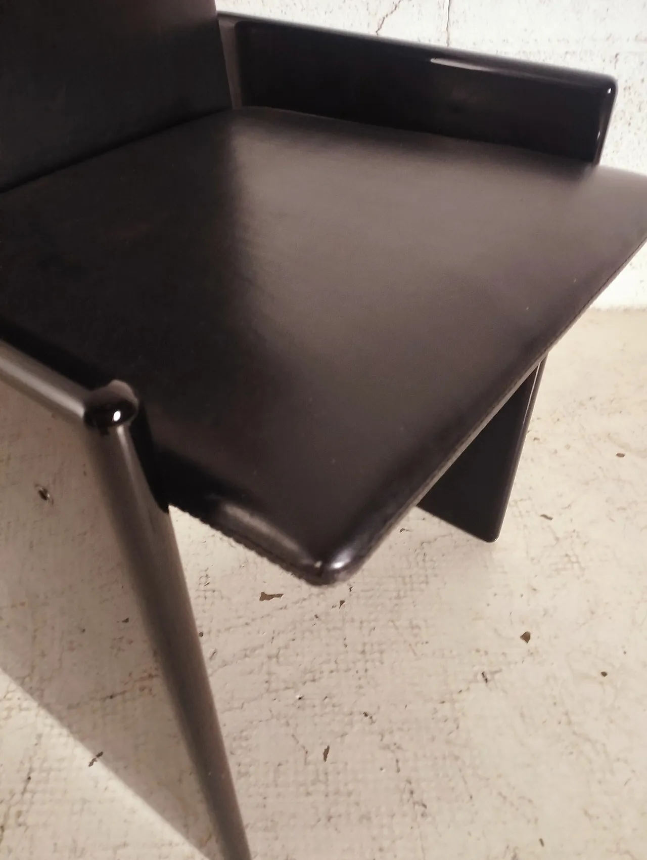 Black Laquered and Leather Chair "Kazuki" by K. Takahama for S.Gavina 6