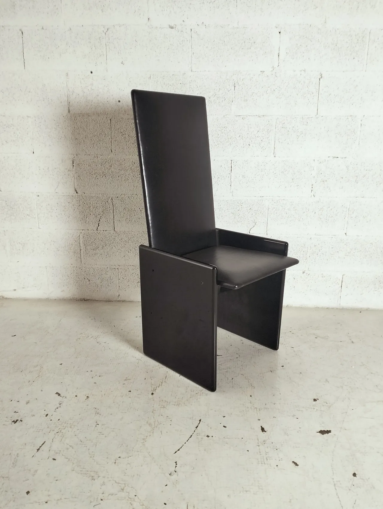 Black Laquered and Leather Chair "Kazuki" by K. Takahama for S.Gavina 13