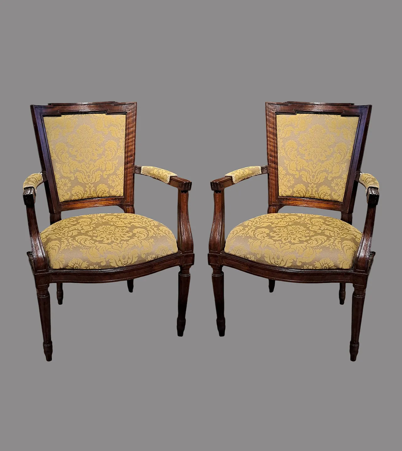 Pair Louis XVI Piedmontese armchairs, 19th century 1