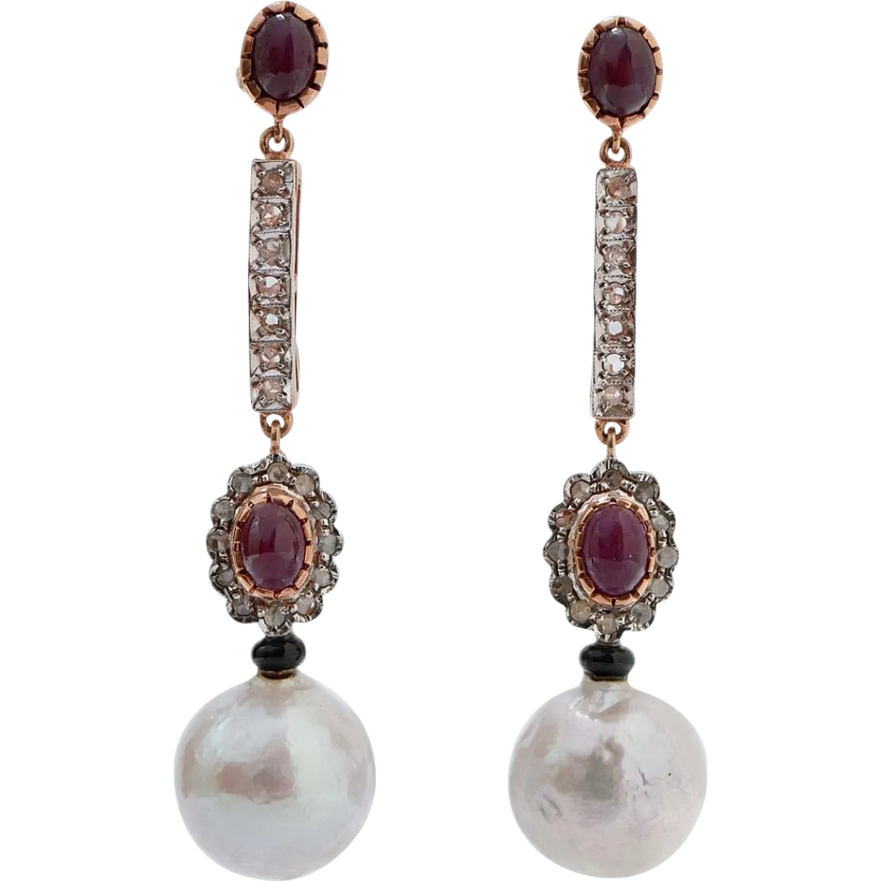 Grey pearls, rubies, onyx, diamonds, rose gold and silver, 1970s 8