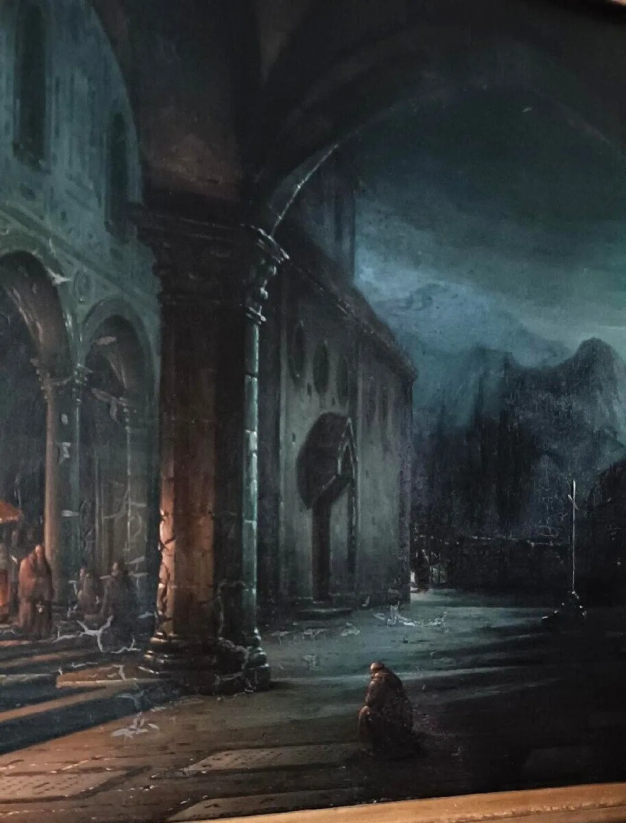 Florence by night, oil on panel by Fabio Borbottoni, 19th century 9