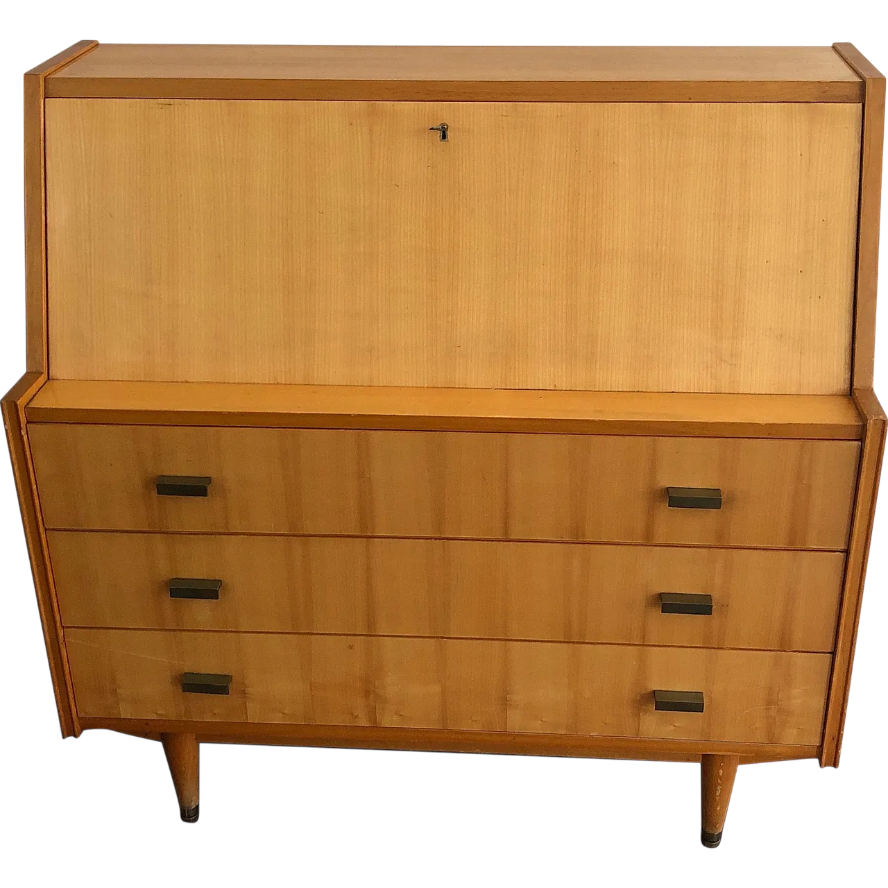 Secretaire with flap in sycamore, 1970s 21