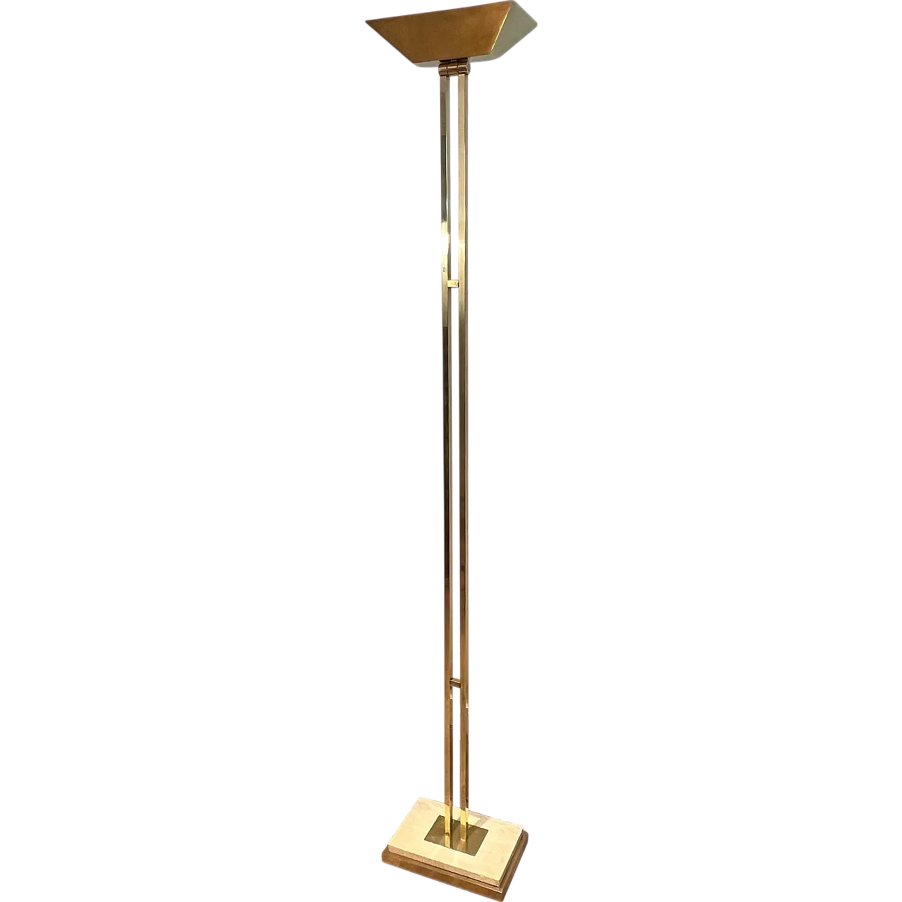 Brass parquet floor lamp on a travertine base, 1970s 20