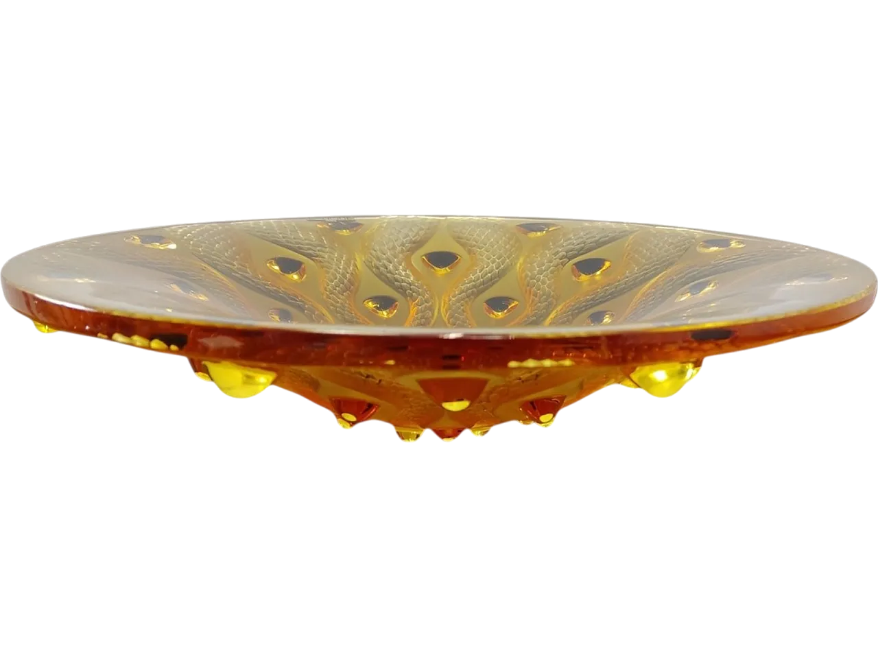 Snake effect amber crystal centrepiece by Lalique, 2000s 9