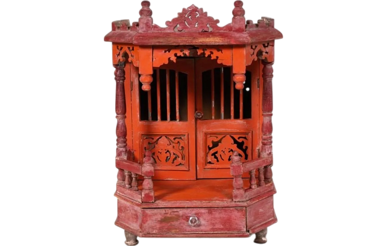 Indian hand-carved teak temple, mid-20th century 11