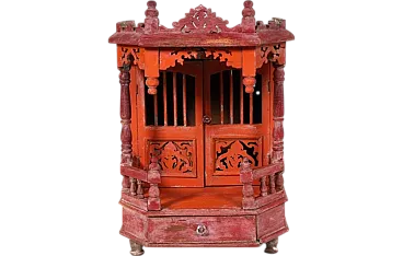 Indian hand-carved teak temple, mid-20th century