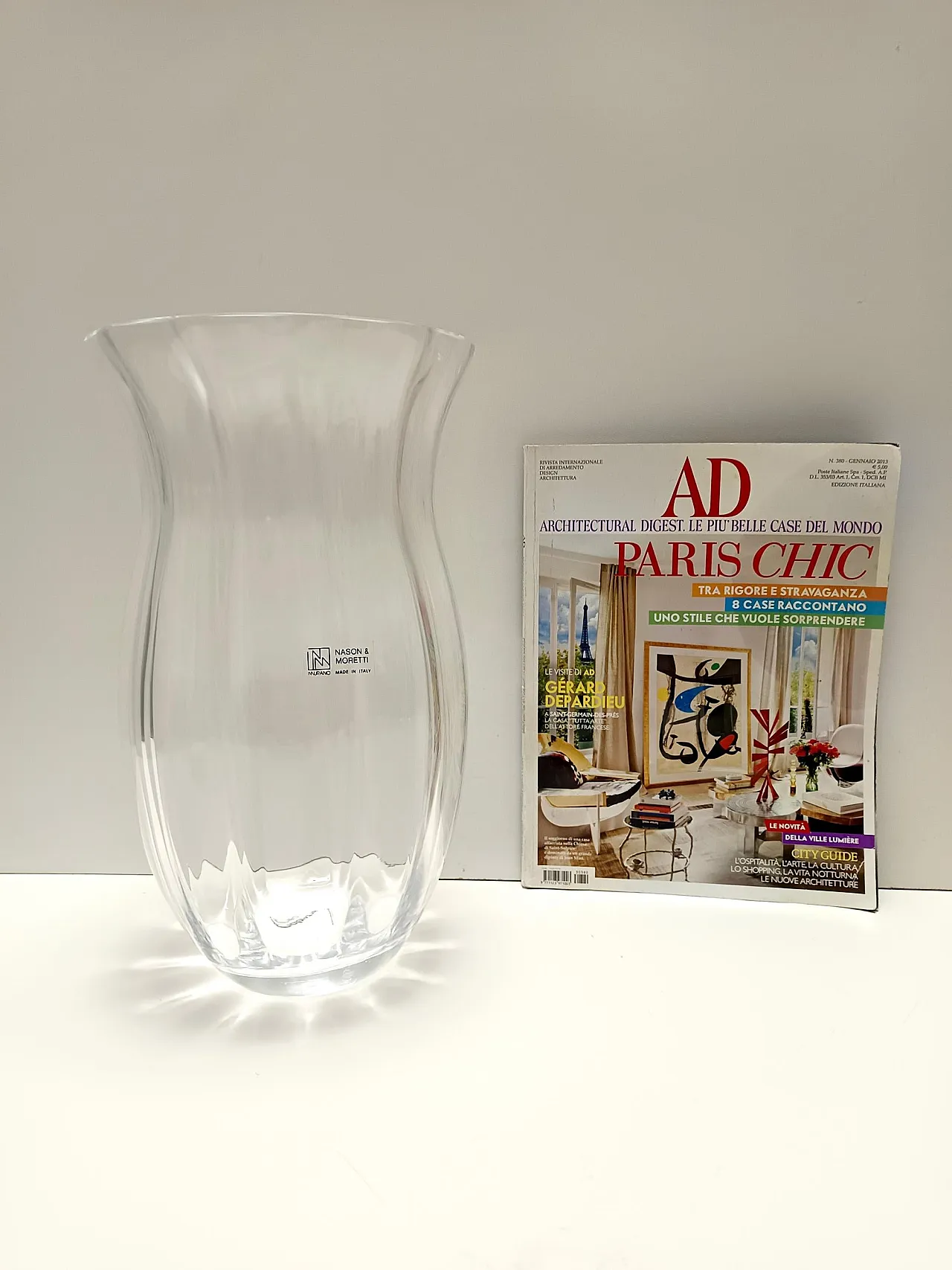 Transparent Murano Glass Vase by Moretti and Nason, Labeled, Italy 1990s 2