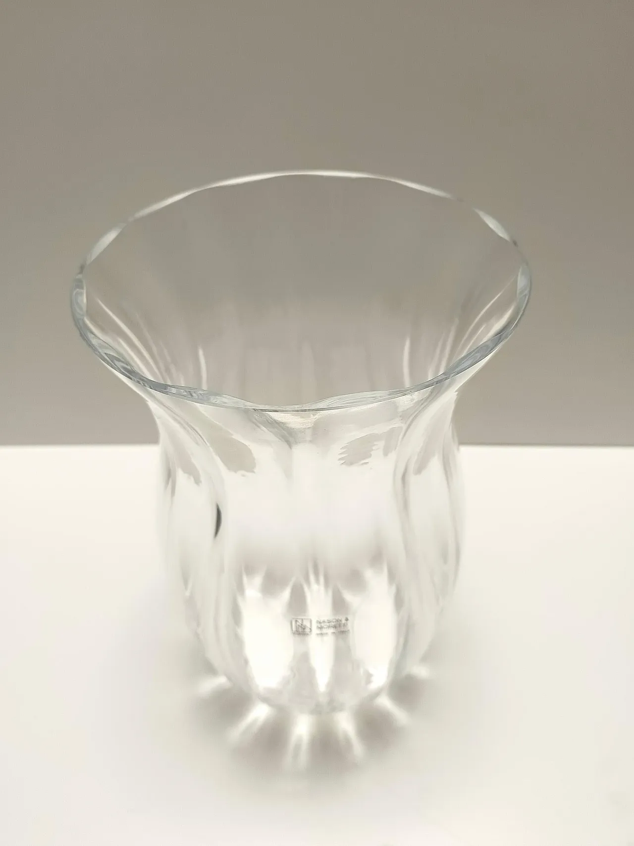 Transparent Murano Glass Vase by Moretti and Nason, Labeled, Italy 1990s 3