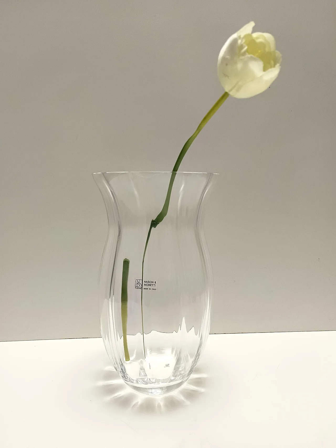 Transparent Murano Glass Vase by Moretti and Nason, Labeled, Italy 1990s 4