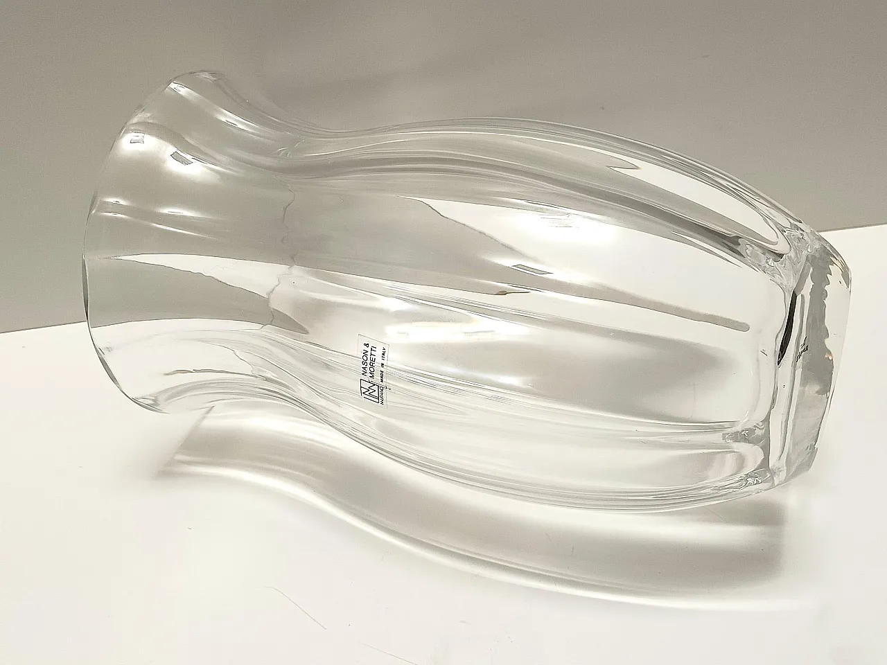 Transparent Murano Glass Vase by Moretti and Nason, Labeled, Italy 1990s 9