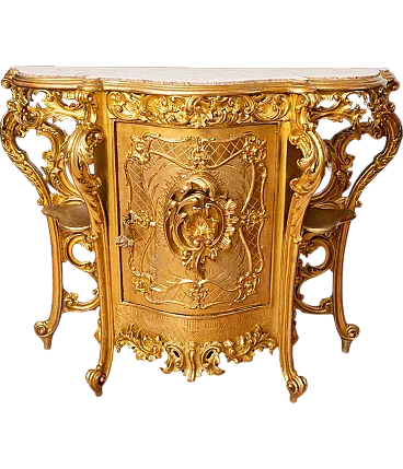 Louis Philippe Neapolitan console in carved and gilded wood, 19th c.