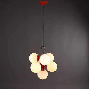 Metal and glass ceiling lamp, 1970s