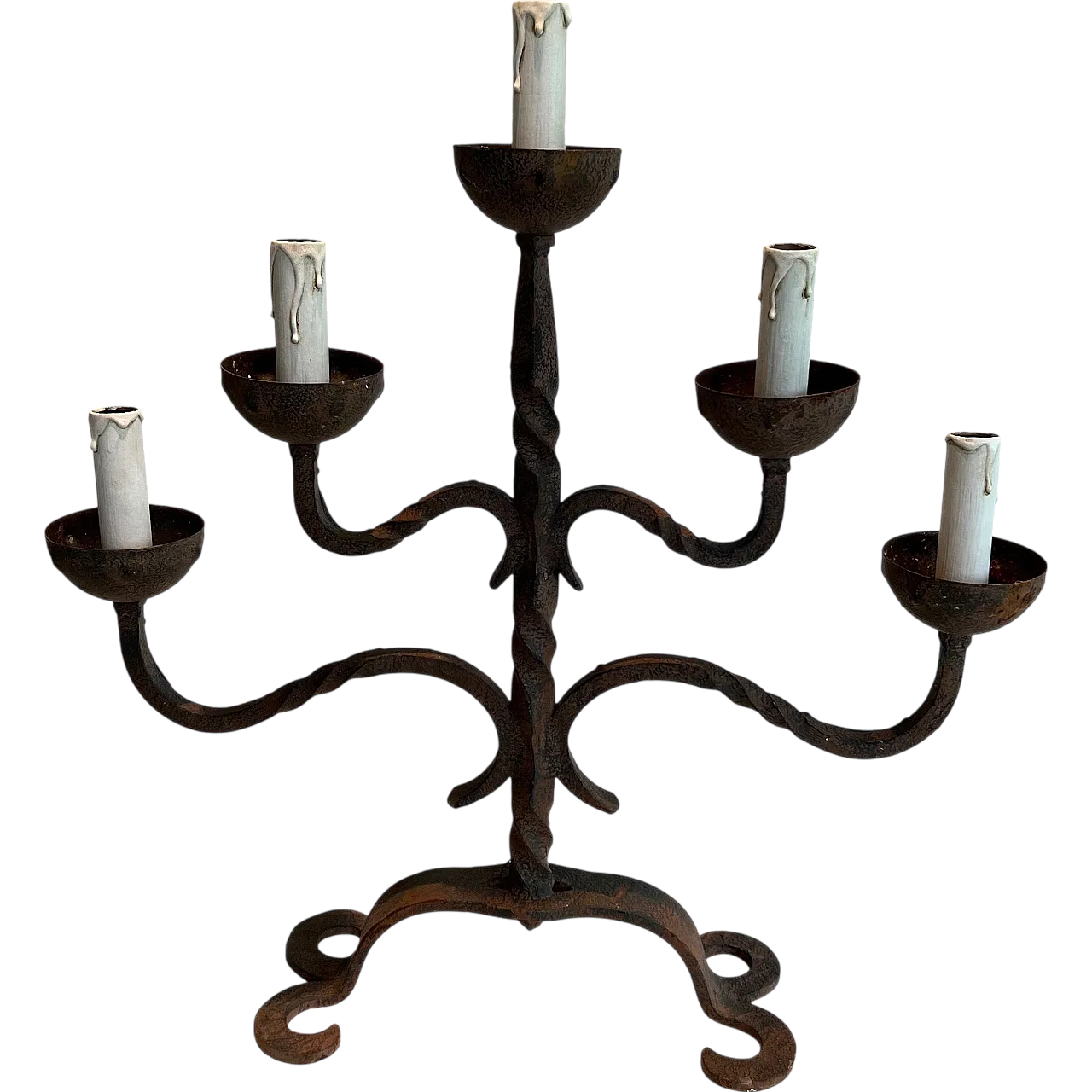 5 Lights wrought iron candlestick, 1950s 17