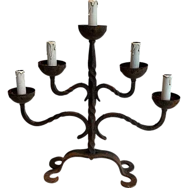 5 Lights wrought iron candlestick, 1950s