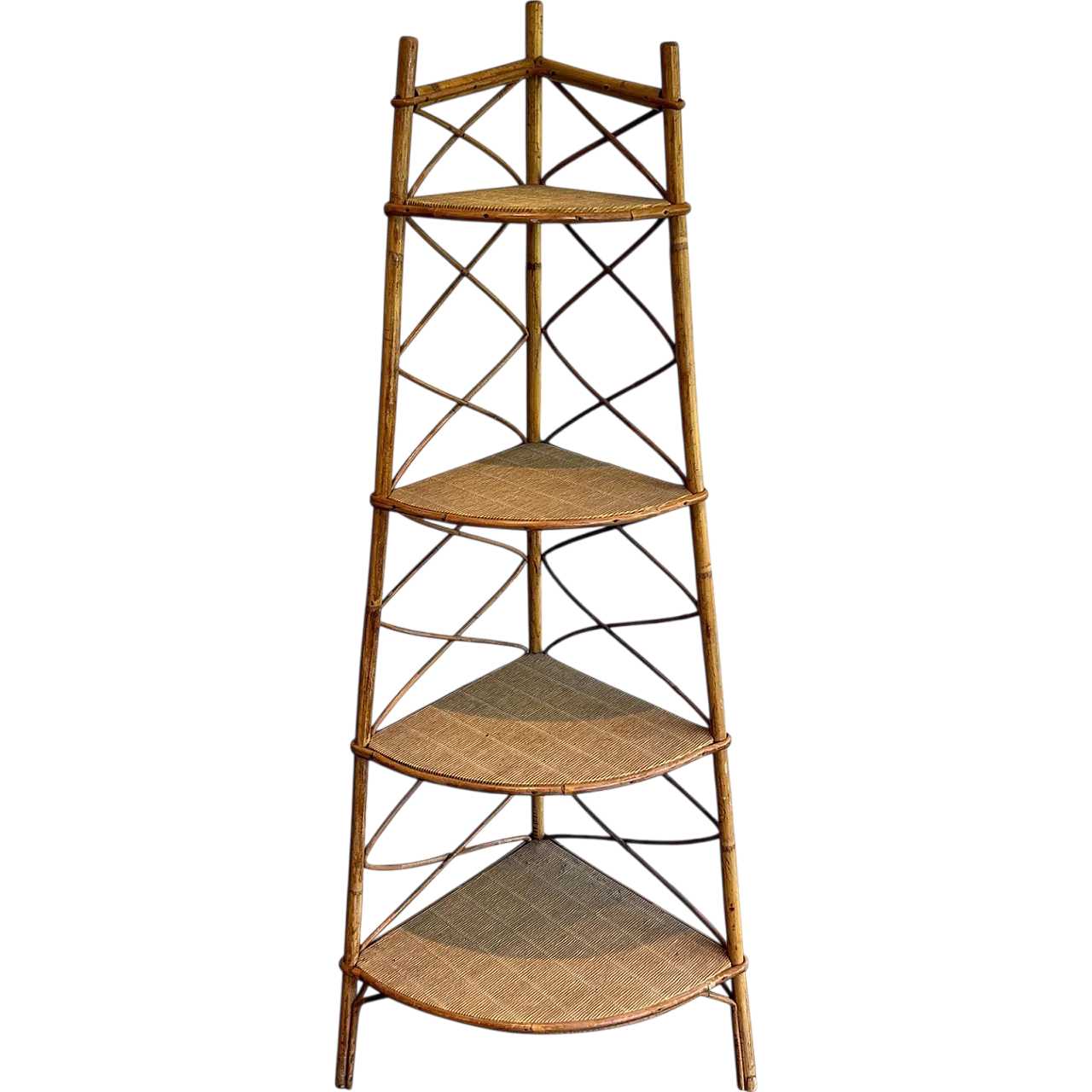 Rattan corner shelves by Adrien Audoux and Frida Minet, 1950s 18