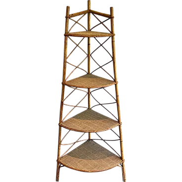 Rattan corner shelves by Adrien Audoux and Frida Minet, 1950s