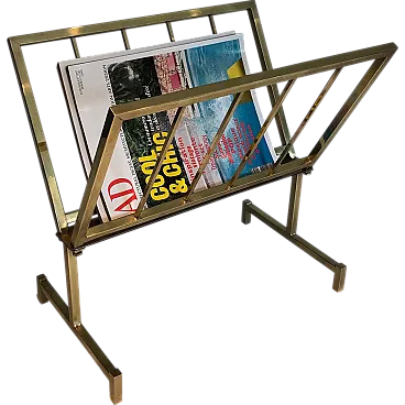 Designer brass magazine rack, 1970s