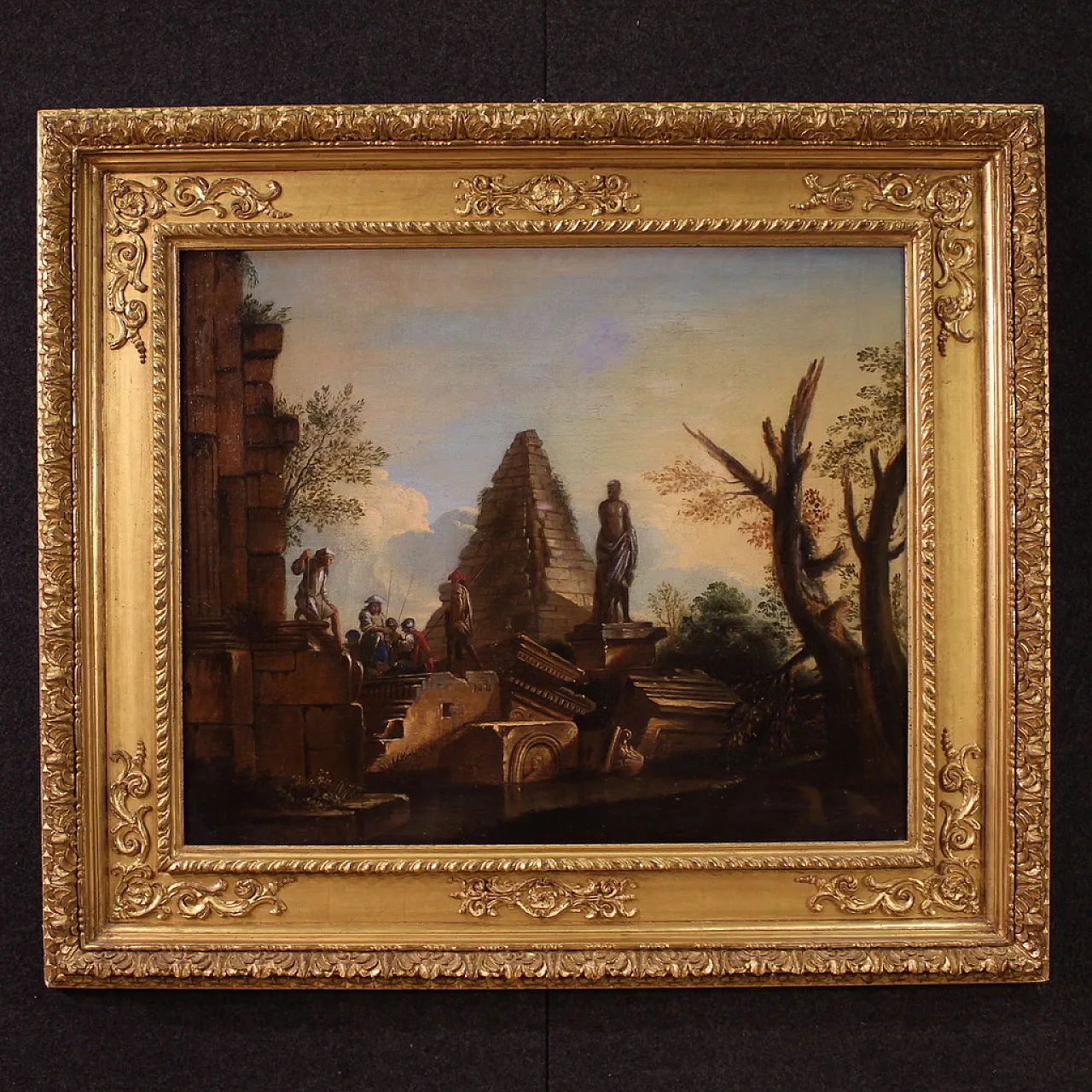 Andrea Locatelli attr., Capriccio painting with classic ruins, 18th c. 1