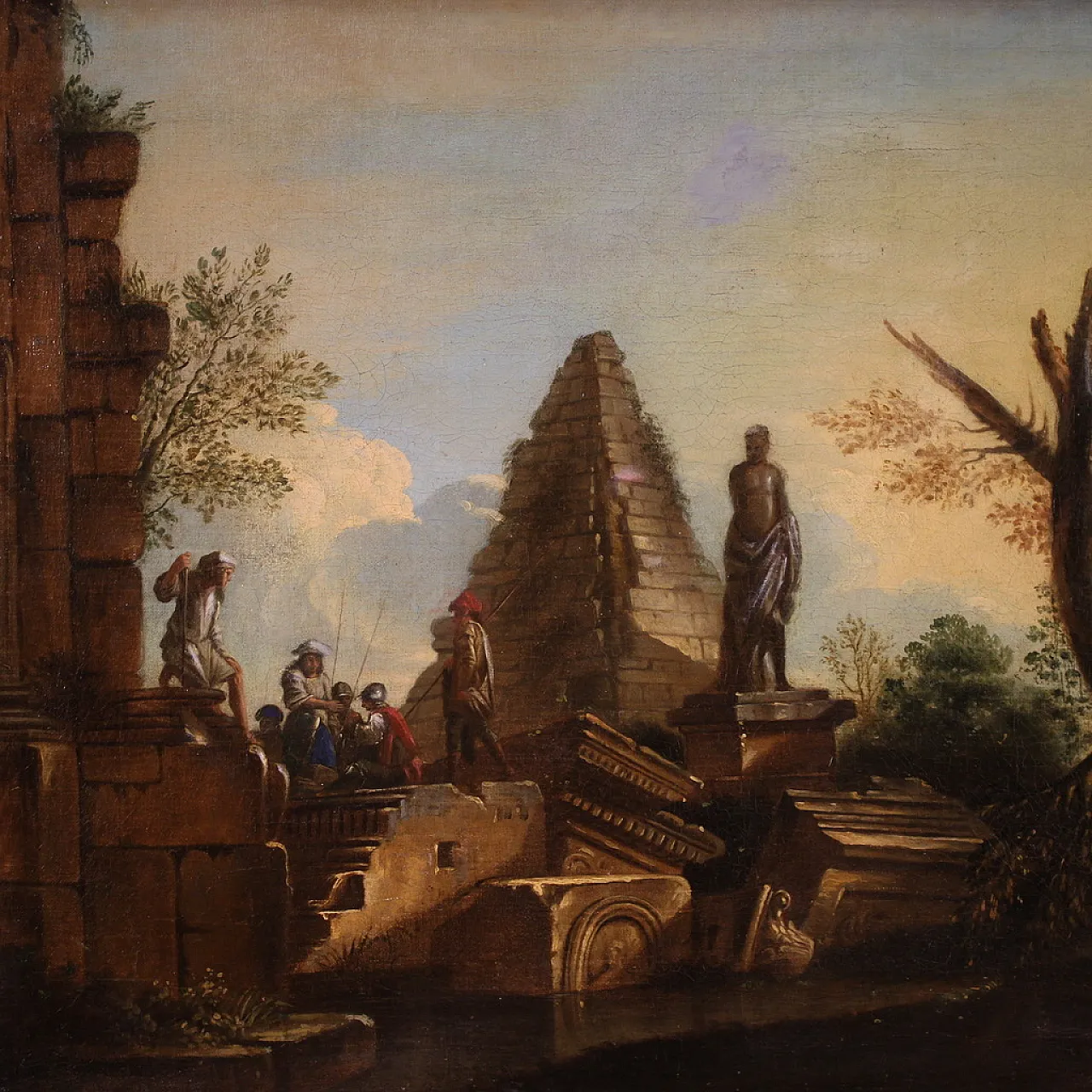 Andrea Locatelli attr., Capriccio painting with classic ruins, 18th c. 2