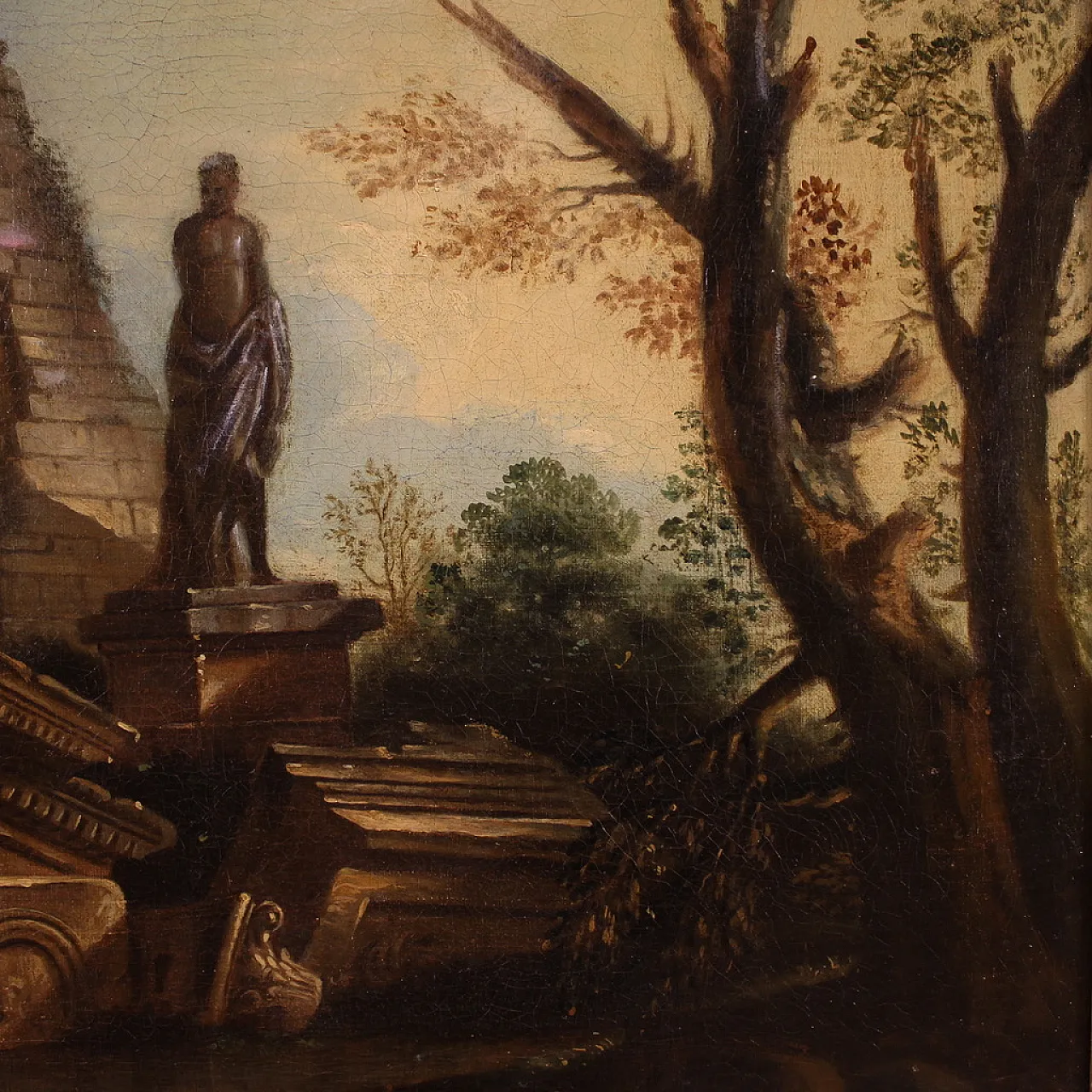 Andrea Locatelli attr., Capriccio painting with classic ruins, 18th c. 8