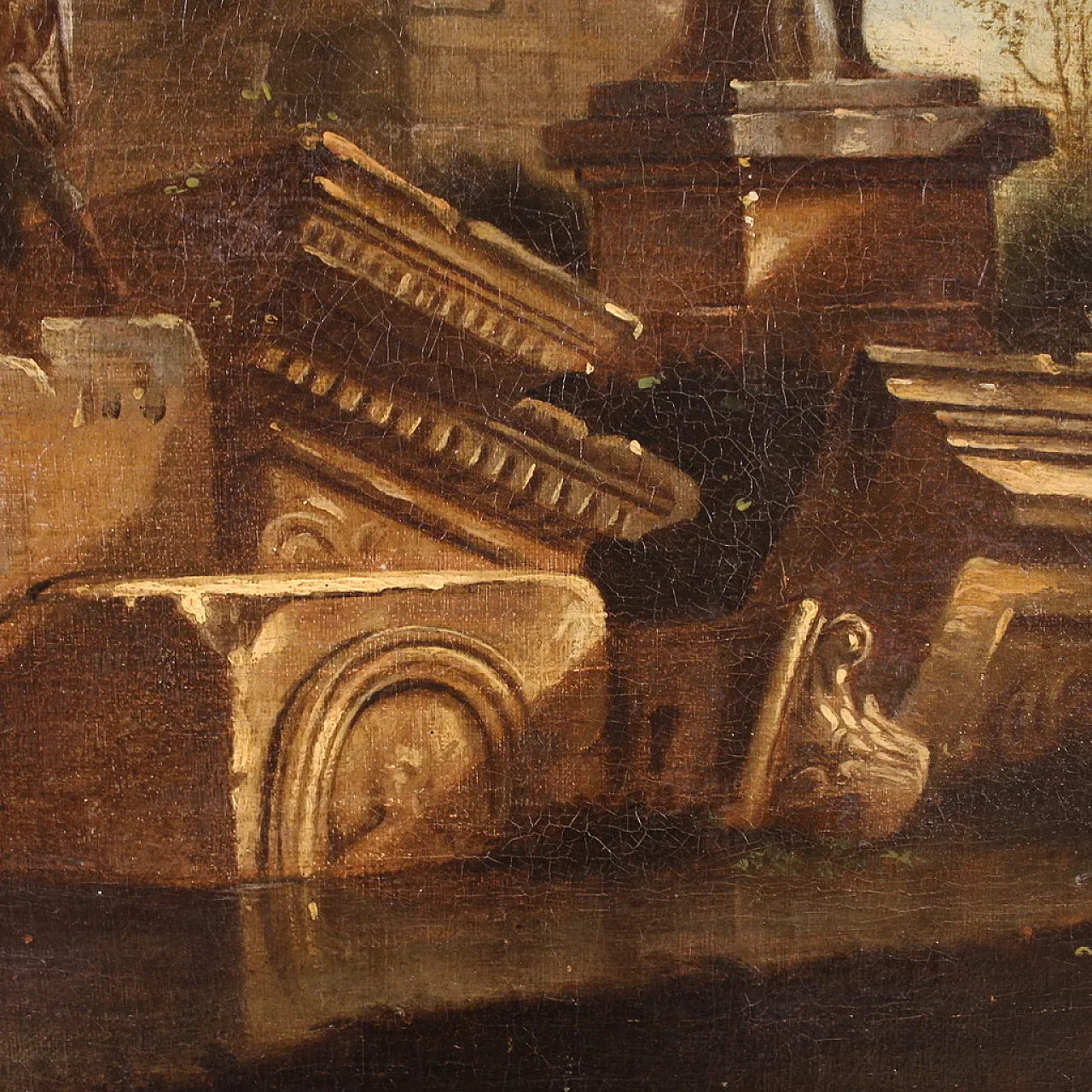 Andrea Locatelli attr., Capriccio painting with classic ruins, 18th c. 11