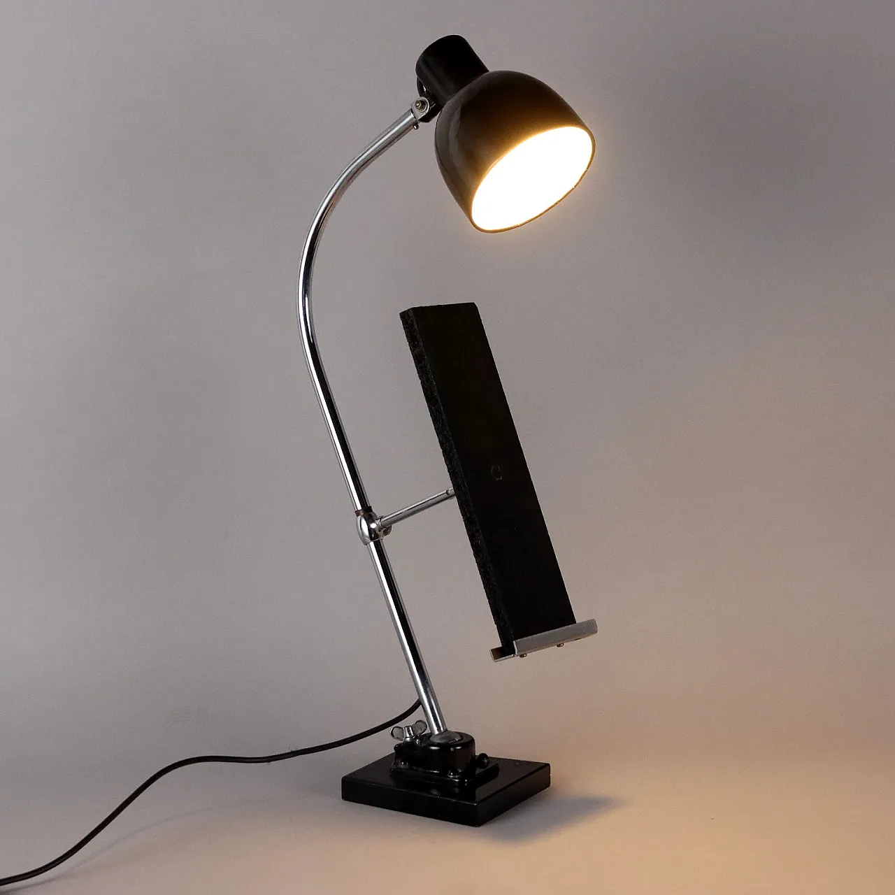 Table lamp with lectern aluminium black metal, 1960s 1