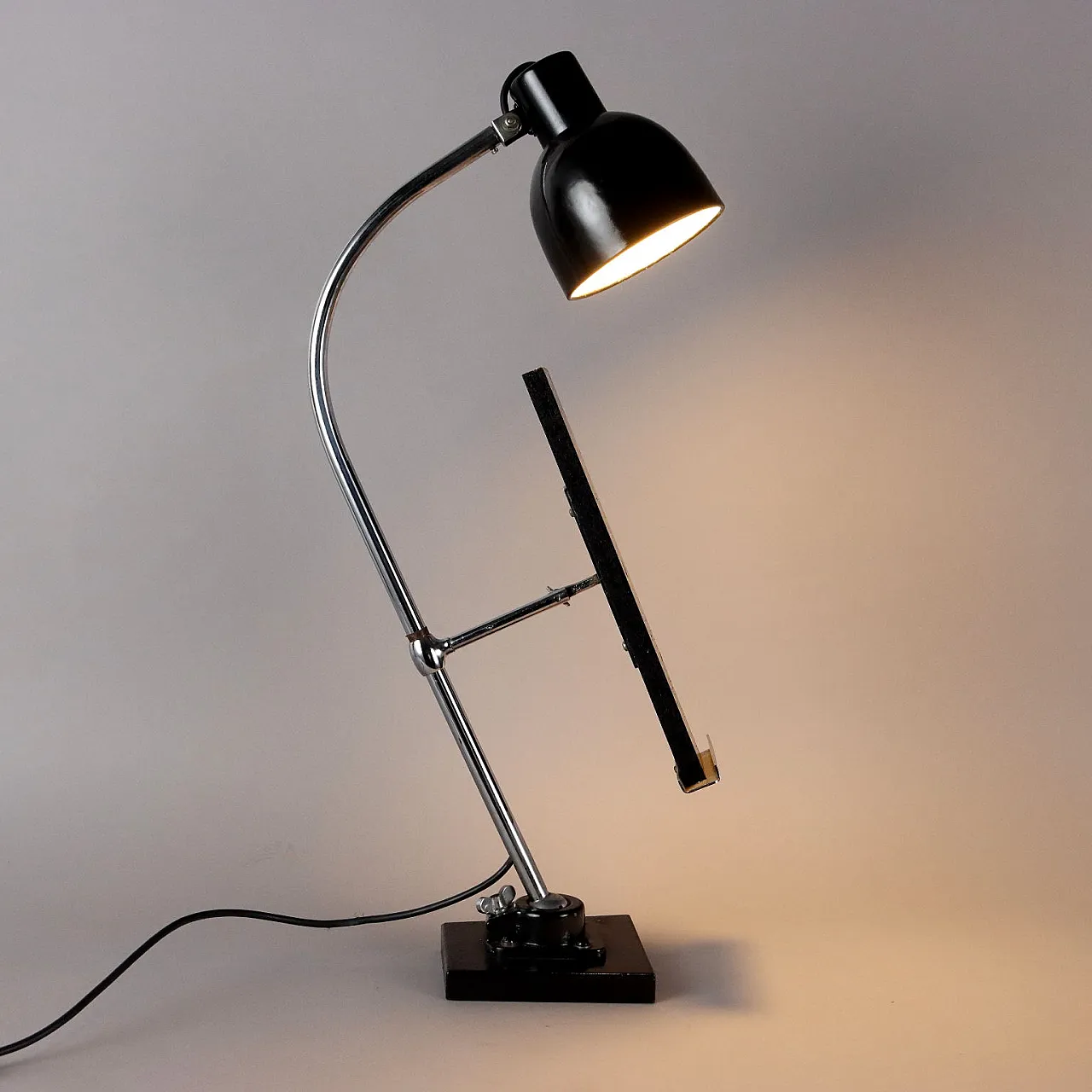 Table lamp with lectern aluminium black metal, 1960s 3