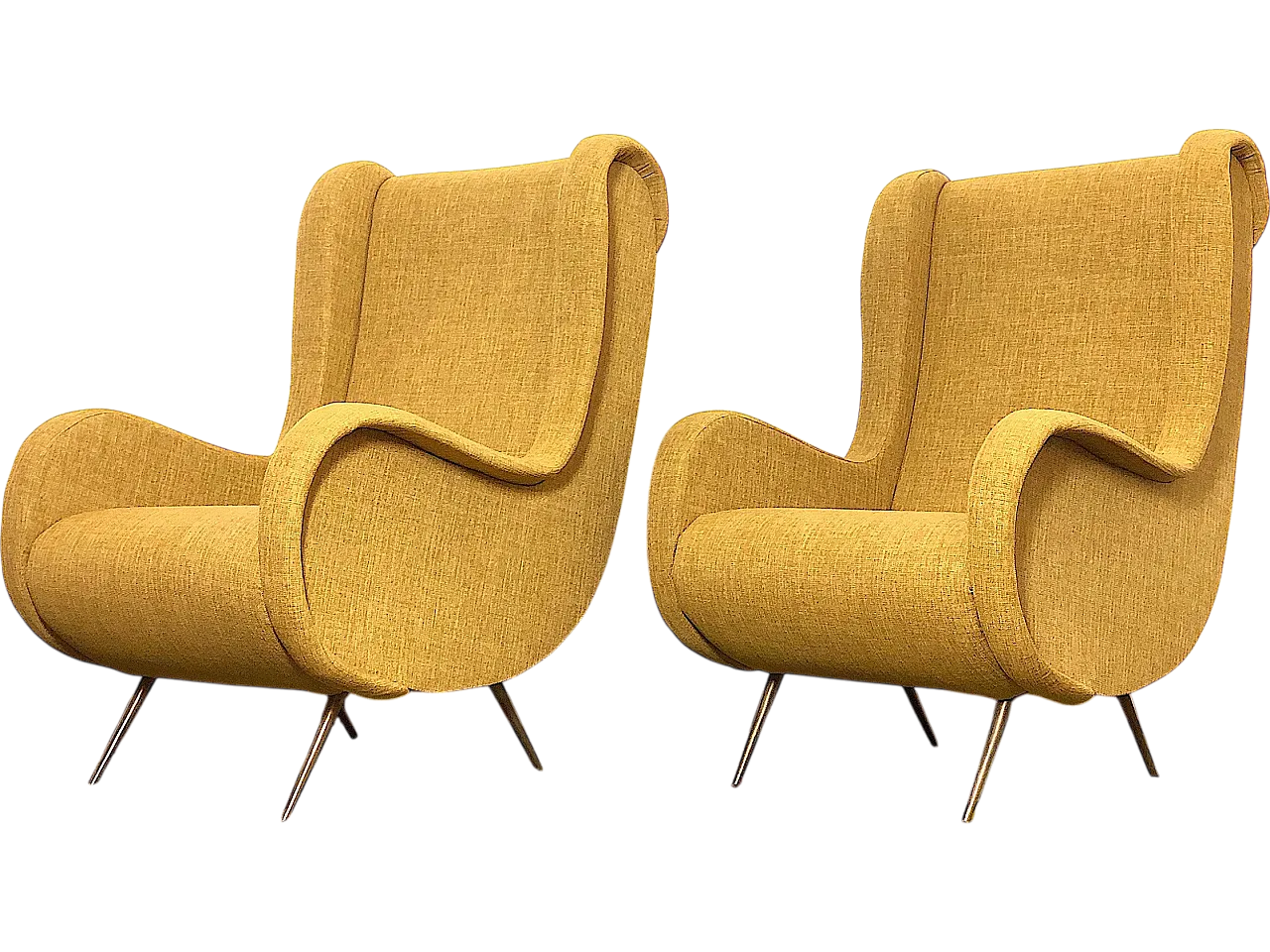 Pair of yellow armchairs in Marco Zanuso style, 50s 17