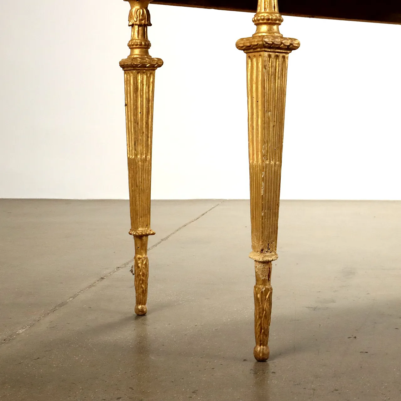 Pair of wood and marble console tables in Neoclassical style 5