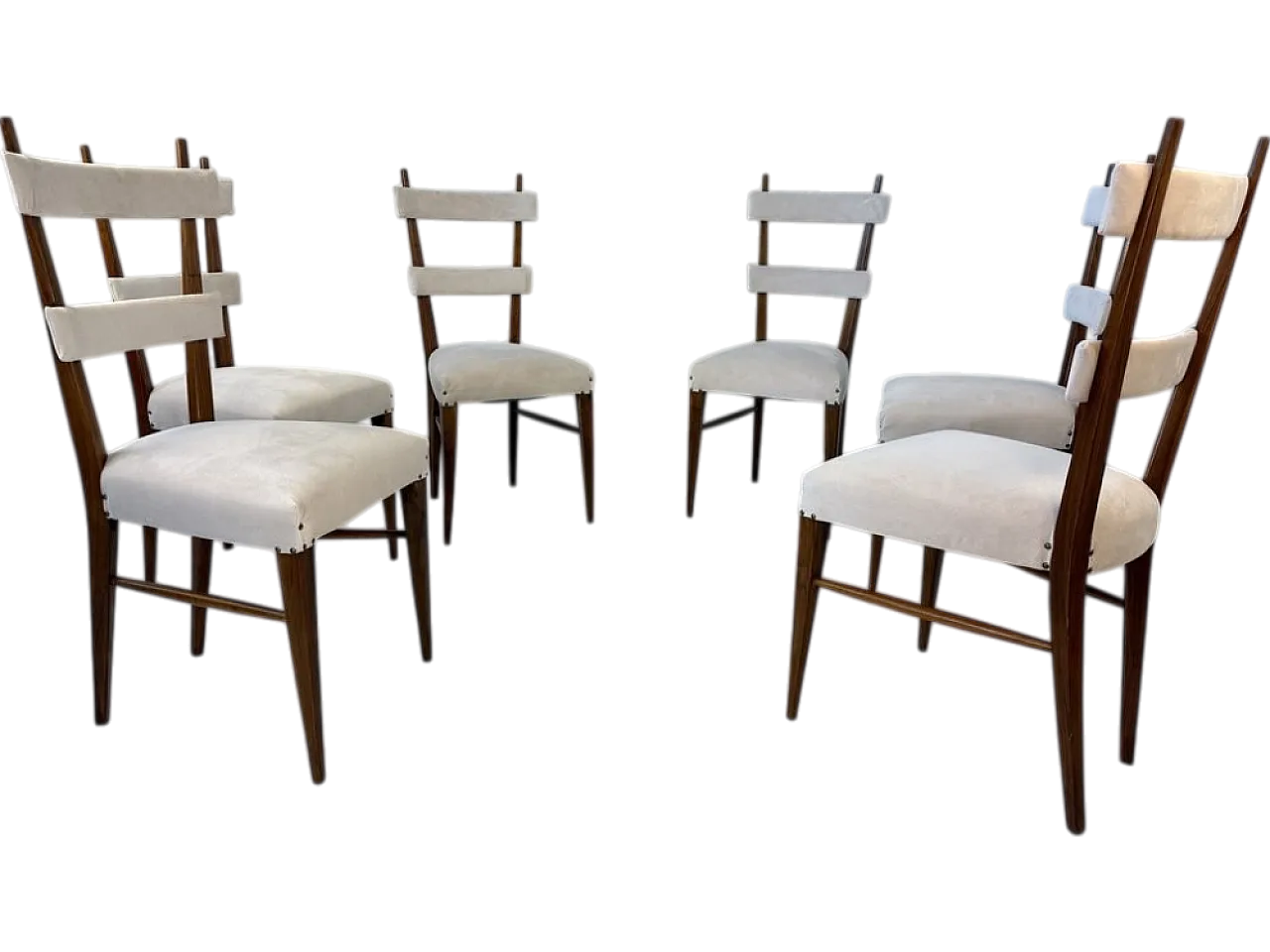 Design Chairs in Wood and Fabric attributed to Giò Ponti, 1950s, Set of 6 13