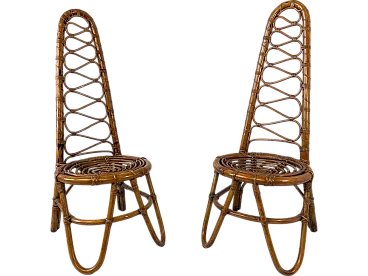 Rattan Chairs 1960s, Set of 2