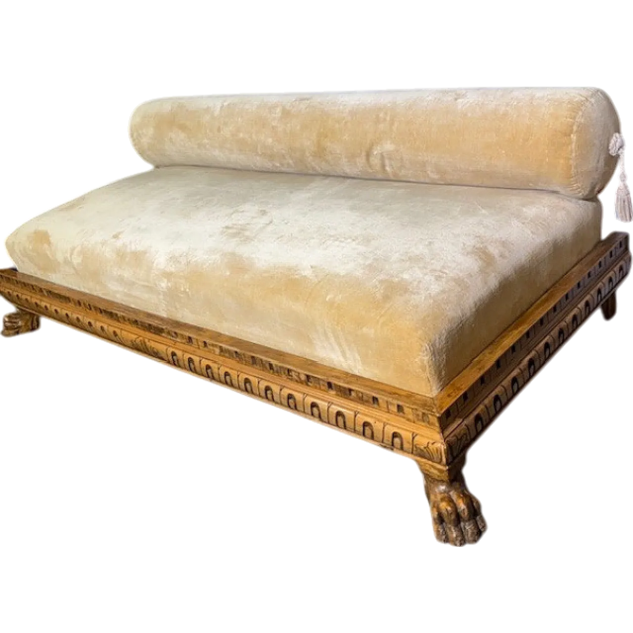 Antico divano chaise longue in noce neorinascimentale fine 800 14