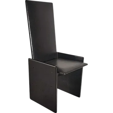 Black Laquered and Leather Chair Kazuki by K. Takahama for S.Gavina