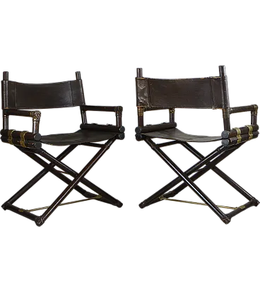 Pair of Director's Chairs by Lyda Levi for McGuire, Italy, 1970s