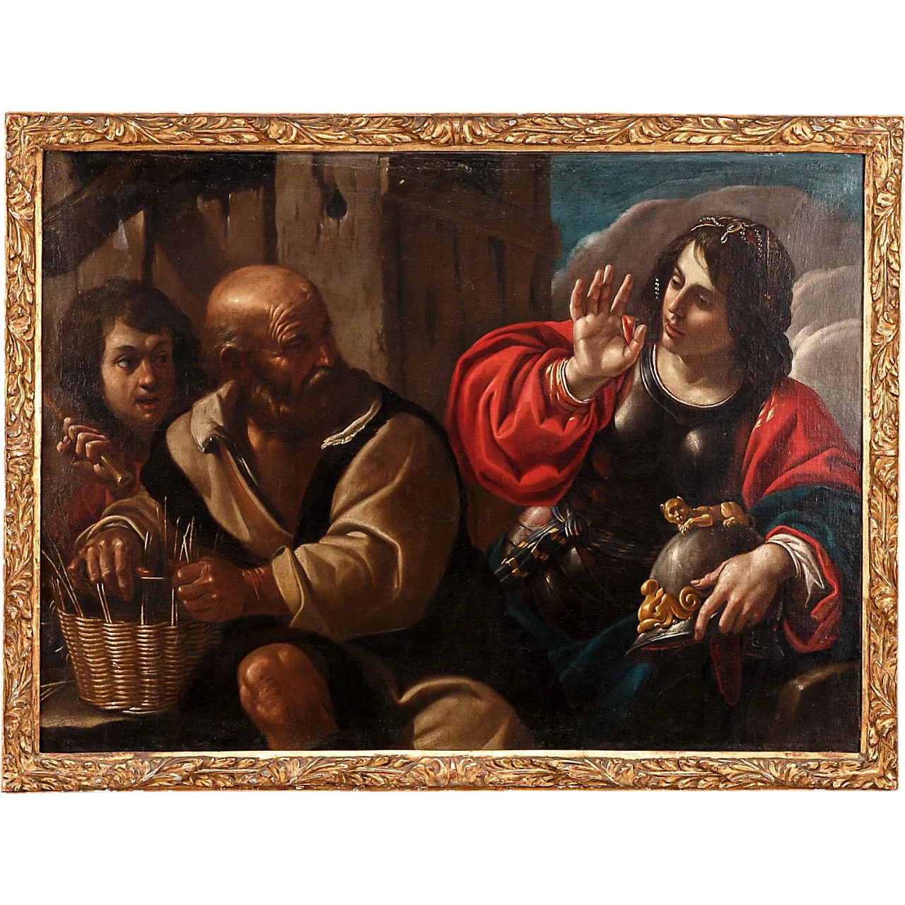 Erminia incontra i pastori, olio su tela nello stile di Guercino, '600 2