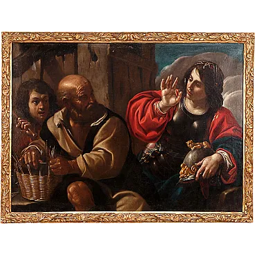 Erminia incontra i pastori, olio su tela nello stile di Guercino, '600