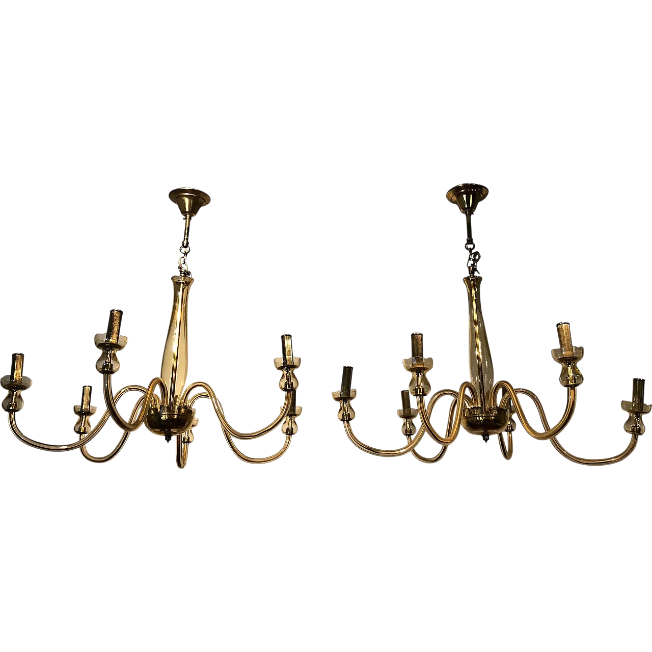 Pair of Murano champagne crystal chandeliers, 1970s 17